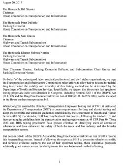 Fleetowner Com Sites Fleetowner com Files Uploads 2015 08 Coalition Letter Opposing Hair Testing In Surface Transporation Bill August 20 2015 1 0