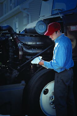 Trucker 1019 Oil Check Red Trucker 1019 Oil Check Red