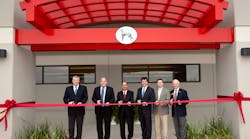 Great Dane execs and local leaders cut the ribbon on new reefer trailer plant in Statesboro, GA.