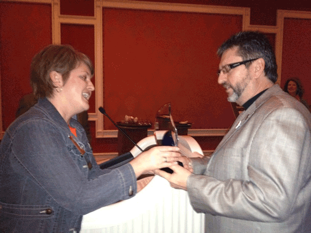 Heather DeBaillie cochairman Membership Committee Truckload Carriers Association TCA and TCA Rigster of the Year Kevin Burch president Jet Express Inc