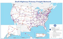 The proposed routes along the primary freight network The proposed routes along the primary freight network