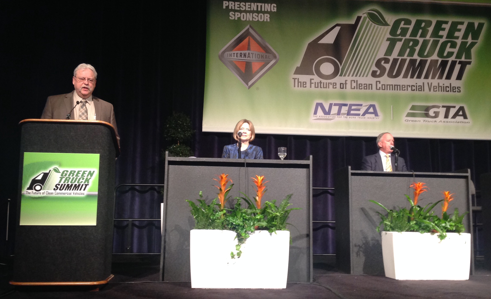 Doyle Sumrall NTEA managing director left addresing Green Truck Summit