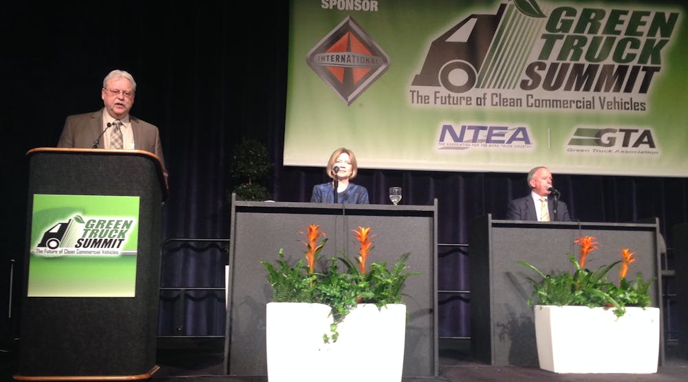 Doyle Sumrall, NTEA managing director, (left) addresing Green Truck Summit