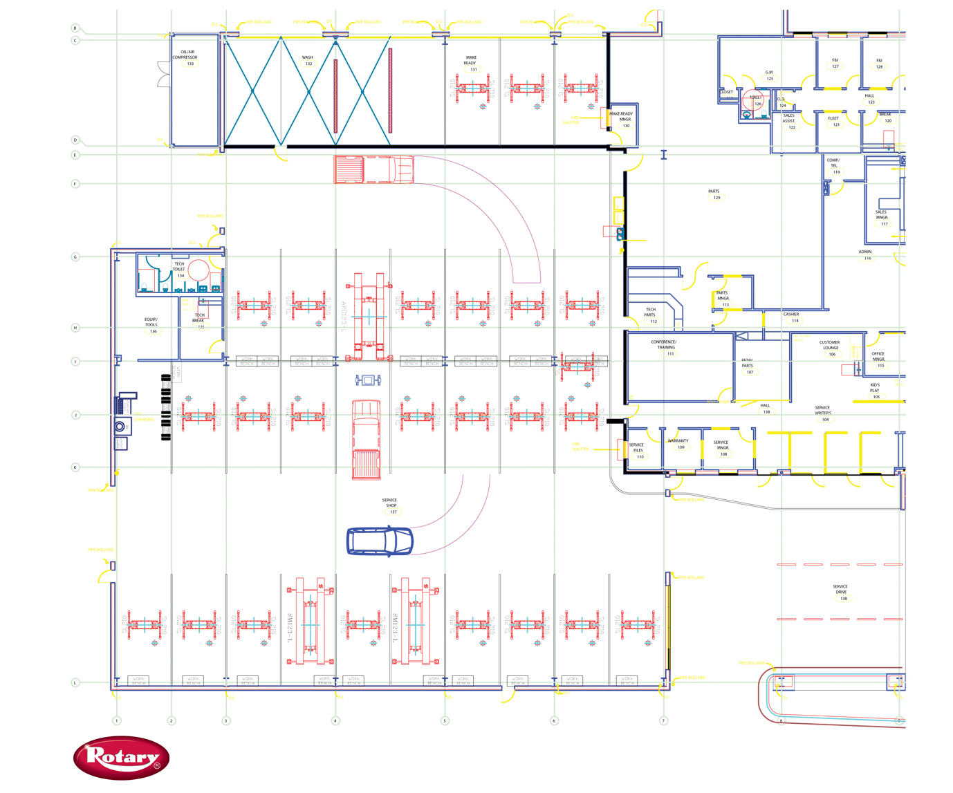 A sample layout from the Rotary Lift assistPRO service