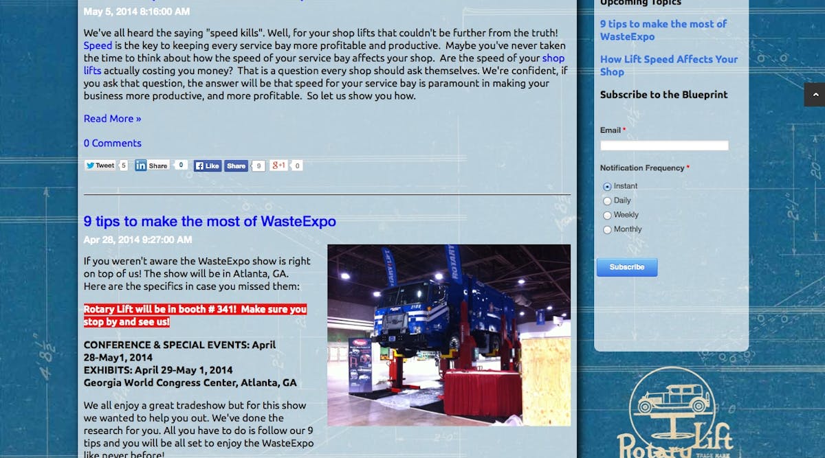 Fleetowner 4131 Rotary Lift Blueprint Blog Screenshot