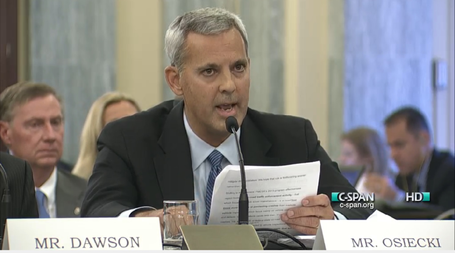 ATA39s David Osiecki testifying before the US Senate subcommittee for surface transportation