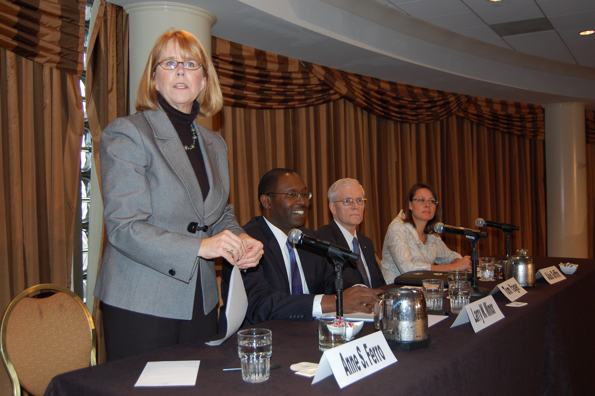 Ferro at left in 2009 opening one of several quotlistening sessionsquot conducted by FMCSA to solicit comments on its proposed changes to hours of service HOS rules