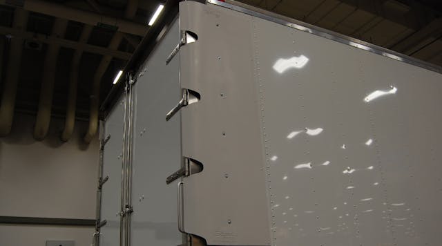 A view of the side fairing &apos;fins&apos; that are part of SmartTruck&apos;s new &apos;TopKit&apos; package.