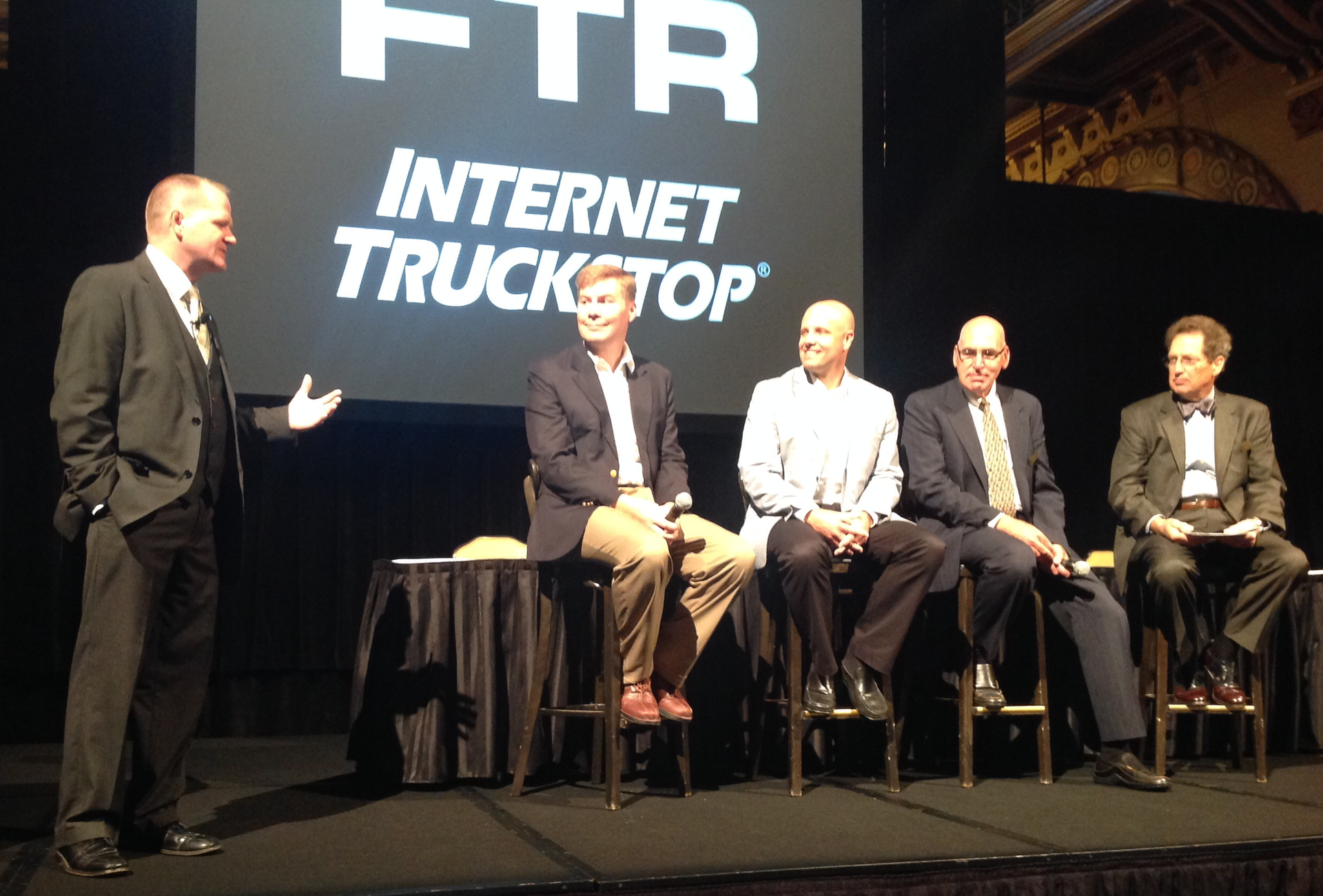 FTR president Eric Starks left helping kick off the research and forecasting firm39s transportation conference being held this week at historic Union Station in Indianapolis