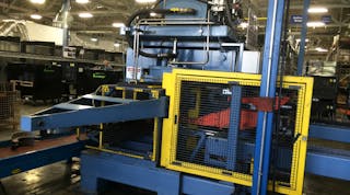 Over $3 million invested thsi year by Bendix in its Huntington, IN, brake-shoe remanufacturing center of excellence included installing this 1,000-ton &apos;coining press&apos; that swiftly returns used brake shoes to the exact shapes engineered by their original manufacturers