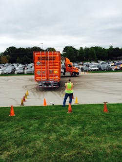 The annual Intermodal Safety Rodeo conducted by Schneider is designed to test in about 15 minutes both blindside backing and the ability to handle tricky parking situations The annual Intermodal Safety Rodeo conducted by Schneider is designed to test in about 15 minutes both blindside backing and the ability to handle tricky parking situations