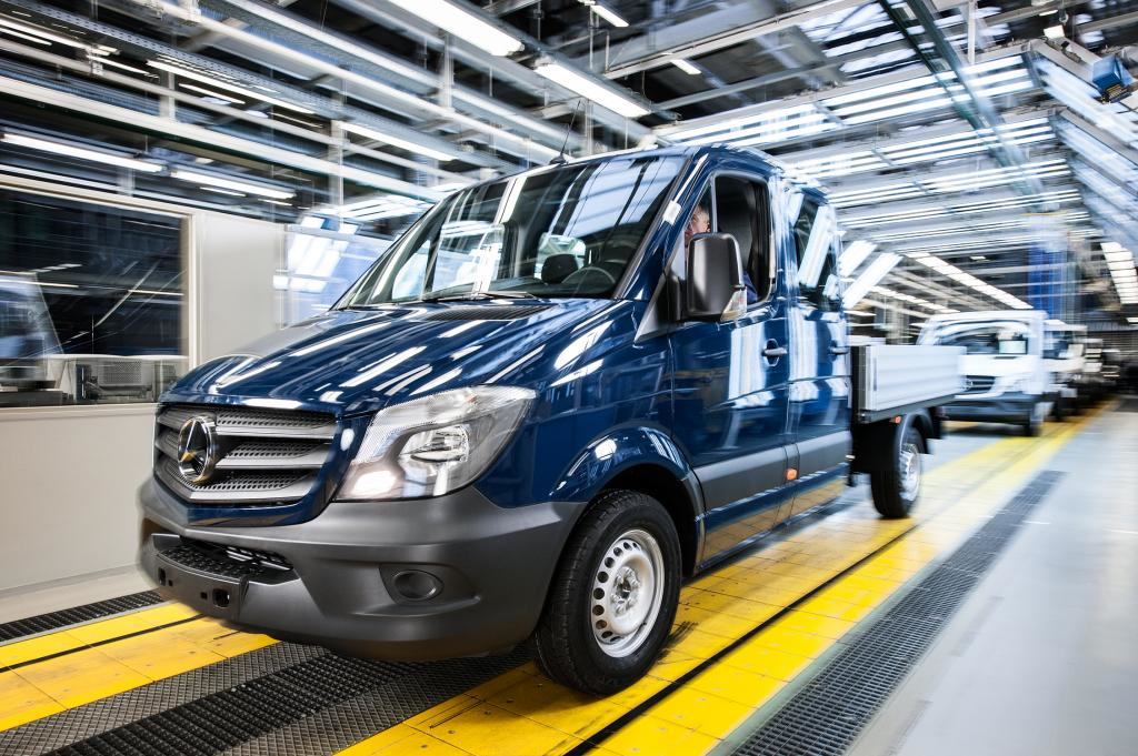 Currentmodel Sprinter rolling off the line at MercedesBenz plant in Ludwigsfelde Germany