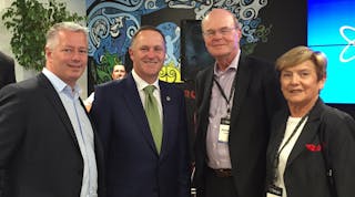 Telogis was honored to have Prime Minister John Key join the grand opening and dedication ceremony for its expanded R&amp;D facilities in Christchurch, New Zealand. Shown left to right: David Cozzens, CEO Telogis; John Key, Prime Minister, NZ; Dr. Howard Jelinek, Telogis board member; Judith Jelinek, guest