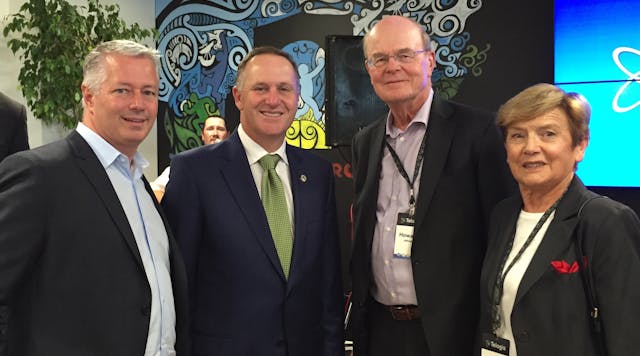 Telogis was honored to have Prime Minister John Key join the grand opening and dedication ceremony for its expanded R&amp;D facilities in Christchurch, New Zealand. Shown left to right: David Cozzens, CEO Telogis; John Key, Prime Minister, NZ; Dr. Howard Jelinek, Telogis board member; Judith Jelinek, guest