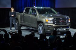 Mary Barra GM39s CEOelect introduces the new 2015 GMC Canyon midsize pickup at the North American International Auto Show Mary Barra GM39s CEOelect introduces the new 2015 GMC Canyon midsize pickup at the North American International Auto Show