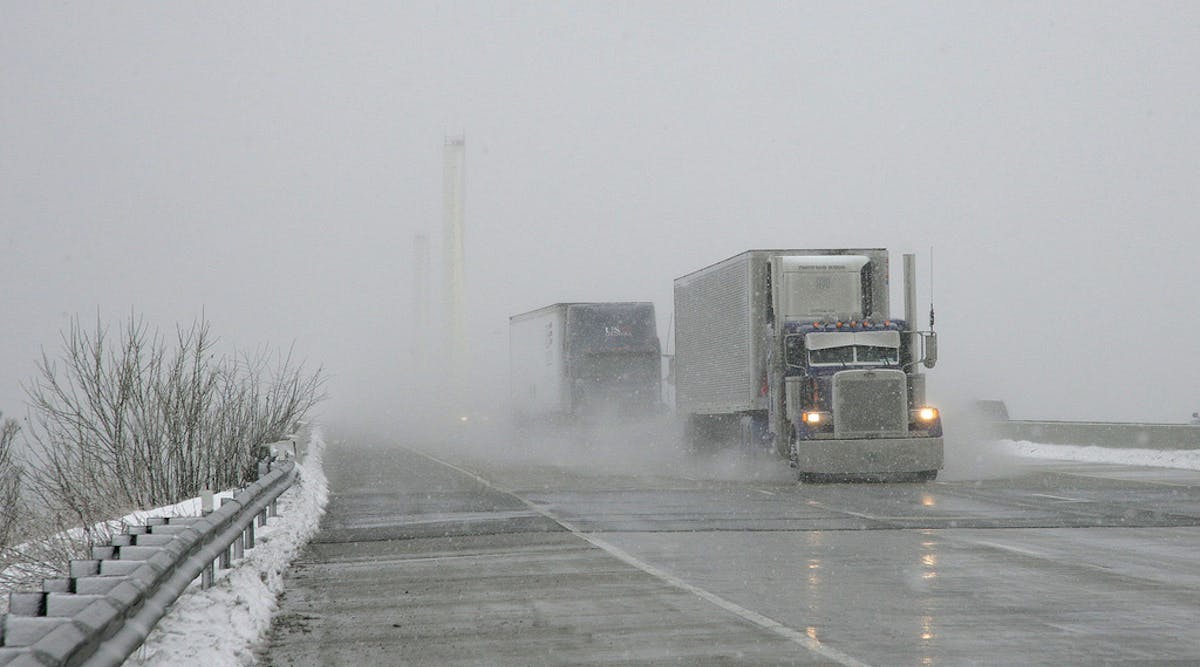 ATA says for-hire carriers hauled 1.3% more freight in January despite winter&apos;s icy wrath. Photo courtesy of VDOT.