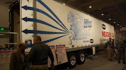 A view of Strick&apos;s NexGen 2.0 aerodynamic dry van trailer package at the 2015 TMC show.