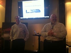 Shell39s Dave Waterman at right and Airflow39s Bob Silwa left discuss the quotStarShipquot tractortrailer concept project being sponsored by Shell Lubricants Shell39s Dave Waterman at right and Airflow39s Bob Silwa left discuss the quotStarShipquot tractortrailer concept project being sponsored by Shell Lubricants