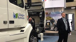 Ed Hoffman, president of Blossman Services Inc., seen showcasing at the ACT Expo the diesel displacement autogas system for the Volvo D13/MACK MP8 engine.