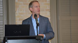 Brock Ackerman, president of refrigerated food carrier K&amp;B Transportation, lauds MTIS by PSI for its cost-savings and safety benefits during the annual Fleet Technology Event in San Antonio.