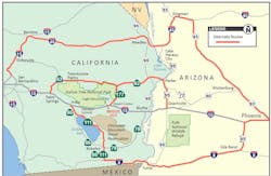 A Caltrans detour map around the I10 bridge closure A Caltrans detour map around the I10 bridge closure
