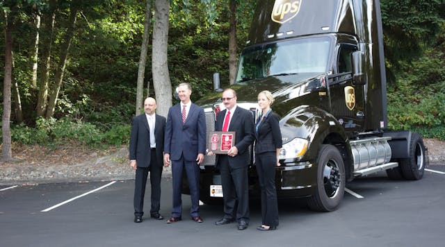 Kenworth, UPS and MHC Kenworth &ndash;Atlanta celebrated the installation of the 50,000th PACCAR MX series engine in a Kenworth truck here at Kenworth&rsquo;s headquarters in Kirkland, WA yesterday. The special engine was under the hood of a new Kenworth T680 going to work at the UPS operation serving the Seattle, WA area. Shown left to right: Ray Lehrman, automotive supervisor, UPS Seattle operation; Preston Feight, Kenworth general manager and PACCAR vice president; Robert Filosa, UPS West Region Automotive Coordinator; and Katie Guest, fleet sales representative for MHC Kenworth-Atlanta. The PACCAR MX series engine is manufactured in Columbus, Mississippi, where 100,000 MX engines have been produced since the plant opened in 2010.