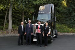 Left to right Ray Lehrman fleet supervisor mdash UPS Seattle Preston Feight Kenworth General Manager and PACCAR Vice President Robert Filosa UPS West Region Automotive Coordinator in Anaheim Calif and Katie Guest Sales Representative for MHC KenworthAtlanta who works on the UPS account Left to right Ray Lehrman fleet supervisor mdash UPS Seattle Preston Feight Kenworth General Manager and PACCAR Vice President Robert Filosa UPS West Region Automotive Coordinator in Anaheim Calif and Katie Guest Sales Representative for MHC KenworthAtlanta who works on the UPS account