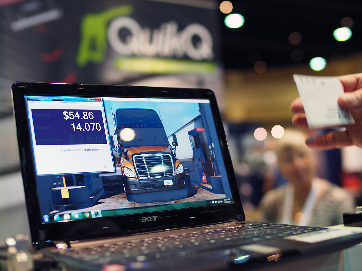 QuikQ demonstrated how its fleet fuel purchasing system works at the TMW Transforum in Orlando FL Photo by Aaron Marsh