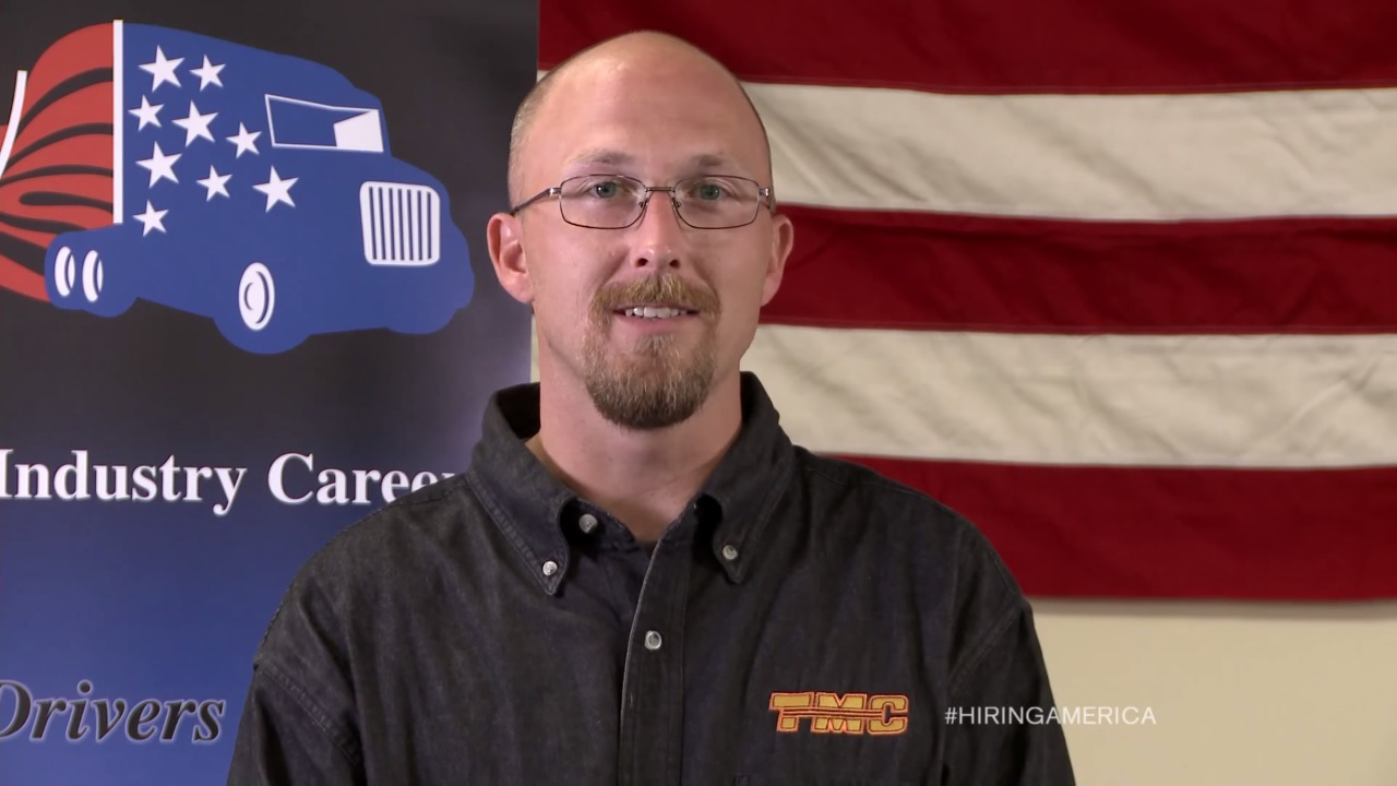 US Marine Corps veteran Devin Tanner describes working as an overtheroad truck driver for TMC Transportation on the TV show Hiring America