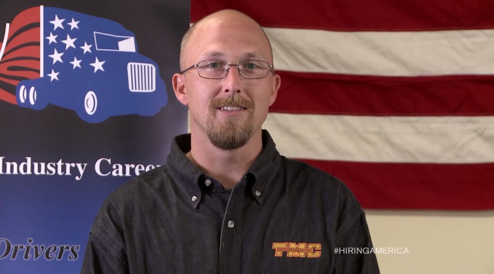U.S. Marine Corps veteran Devin Tanner describes working as an over-the-road truck driver for TMC Transportation on the TV show Hiring America.