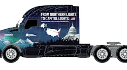 This decaled Kenworth T680 will transport this year&rsquo;s U.S. Capitol Christmas tree some 3,000 miles to 10 community celebrations en route to the tree-lighting event in Washington, D.C.