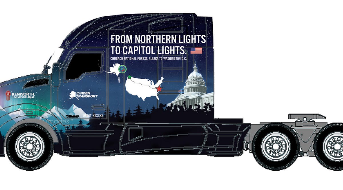 This decaled Kenworth T680 will transport this year&rsquo;s U.S. Capitol Christmas tree some 3,000 miles to 10 community celebrations en route to the tree-lighting event in Washington, D.C.