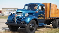 This ol&apos; feller &mdash; a 1947 Dodge 2 1/2-ton heavy truck &mdash; may have delivered goods like milk and logs decades ago in Wisconsin about 100 miles northwest of Green Bay. Note the Mopar Garage in the background at Chelsea Proving Grounds. (Photo by Aaron Marsh)