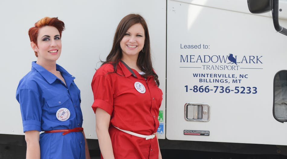 Jewel Jones (left), here with sister Amanda Roth, wants to change the way truckers dress.