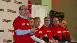 Bradley Jacobs at left speaks at a Conway employee meeting about its 3 billion acquisition by XPO Logistics Bradley Jacobs at left speaks at a Conway employee meeting about its 3 billion acquisition by XPO Logistics