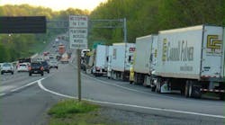 A photo that was posted on the Truck &apos;N Park project&apos;s Facebook page shows a section of the Interstate-95 corridor, where heavy trucks often turn to dangerous parking on highway access ramps.