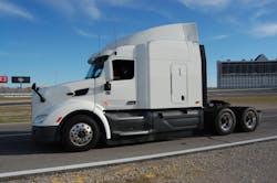 Peterbilt demonstrated the capabilities of its Model 579 autonomous test truck on the infield of the Texas Motor Speedway Peterbilt demonstrated the capabilities of its Model 579 autonomous test truck on the infield of the Texas Motor Speedway