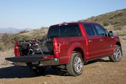 Ford thinks this drone linked to an F150 could be used in agriculture forestry construction bridge inspection search and rescue and other work environments in which vehicles are space height or terrainlimited Photo courtesy of Ford Motor Co Ford thinks this drone linked to an F150 could be used in agriculture forestry construction bridge inspection search and rescue and other work environments in which vehicles are space height or terrainlimited Photo courtesy of Ford Motor Co