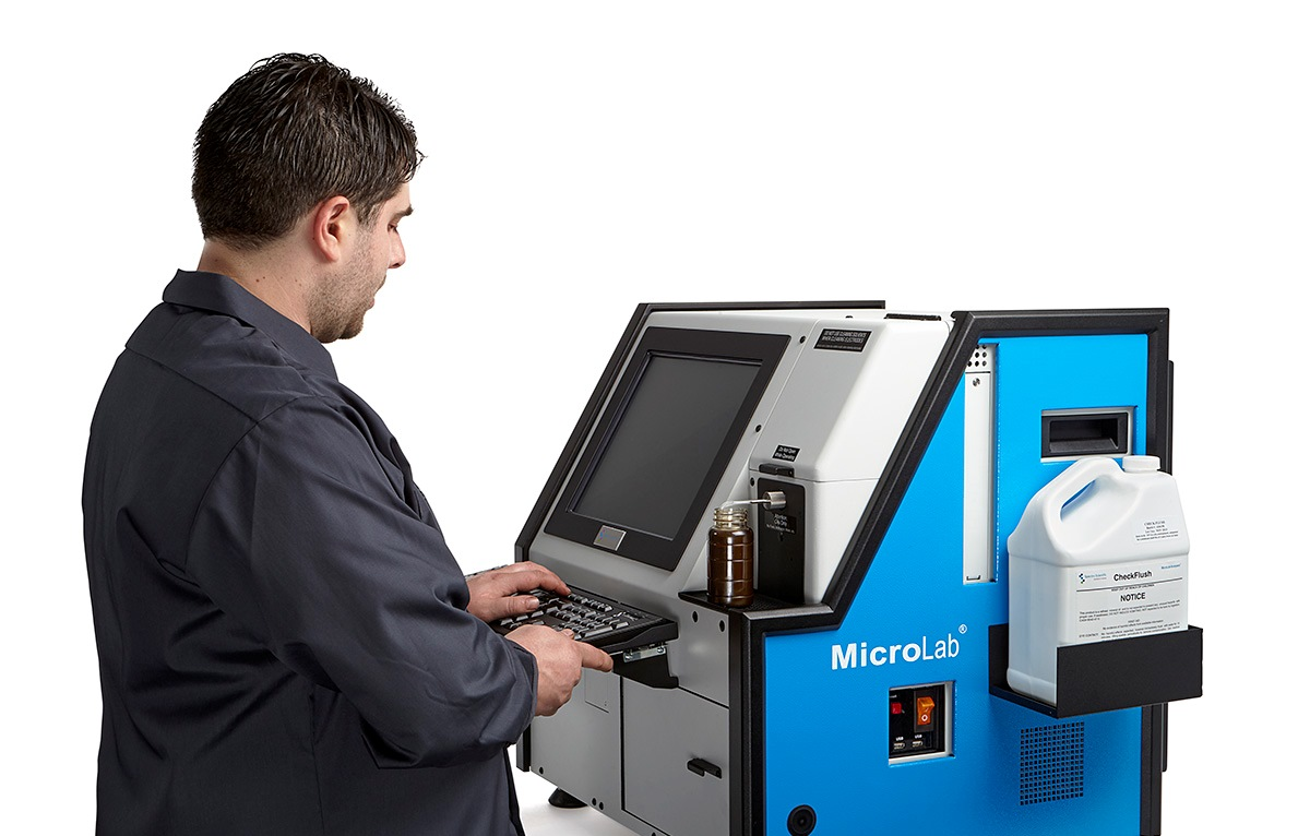 The MicroLab is a multicomponent analyzer used for engine generator gear box power steering and transmission fluids