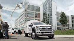 Ford Super Duty aerial and utility truck.