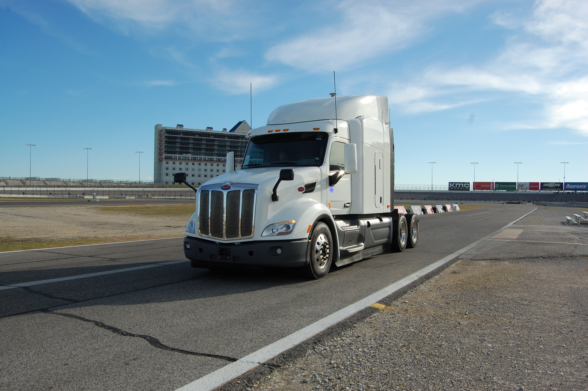 Peterbilt Motors Co39s autonomous Model 579 concept truck during a demonstration last year at the Texas Motor Speedway Photo by Sean KilcarrFleet Owner