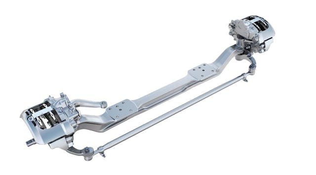 The MFS+ saves up to 85 pounds from the current offering due to a new gooseneck beam design, and an offset knuckle with integrated torque plate and tie-rod arms.