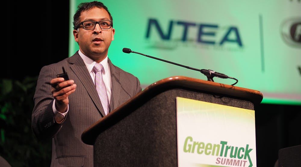 Speaking at the open of NTEA&apos;s 2016 Green Truck Summit in Indianapolis, the Dept. of Energy&apos;s Deputy Assistant Secretary for Transportation Reuben Sarkar said more investment is needed in &apos;green,&apos; environmentally sustainable technology in trucking even as very low diesel and gasoline prices are making such investment a more difficult business case.