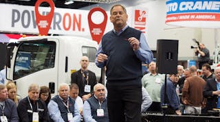 At a large press conference at the 2016 NTEA Work Truck Show, Isuzu&apos;s Shaun Skinner talked population and societal trends that the company believes will make conditions very favorable for its new FTR Class 6 truck.
