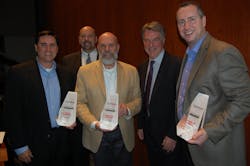 Left to right Ronnie Oakley Jr Oakley Transport Mike Harvey WIX Filters Cameron Hafer Trans Papa Logistics Jim Mele Fleet Owner magazine Phill Reynolds Transport America Left to right Ronnie Oakley Jr Oakley Transport Mike Harvey WIX Filters Cameron Hafer Trans Papa Logistics Jim Mele Fleet Owner magazine Phill Reynolds Transport America