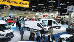 Ford featured several Transit van configurations in its booth at the 2016 NTEA Work Truck Show Ford featured several Transit van configurations in its booth at the 2016 NTEA Work Truck Show