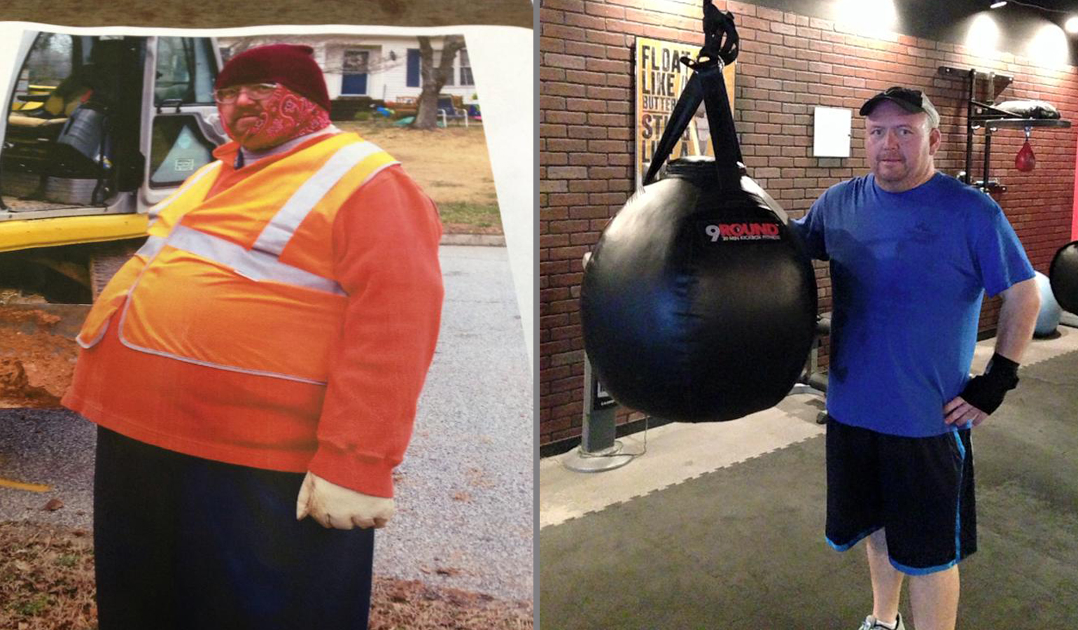 Before and after Truck driver Benjie Burns at left before his lifestyle change in 2015 and now 100 lbs lighter and on a path to slim and healthy