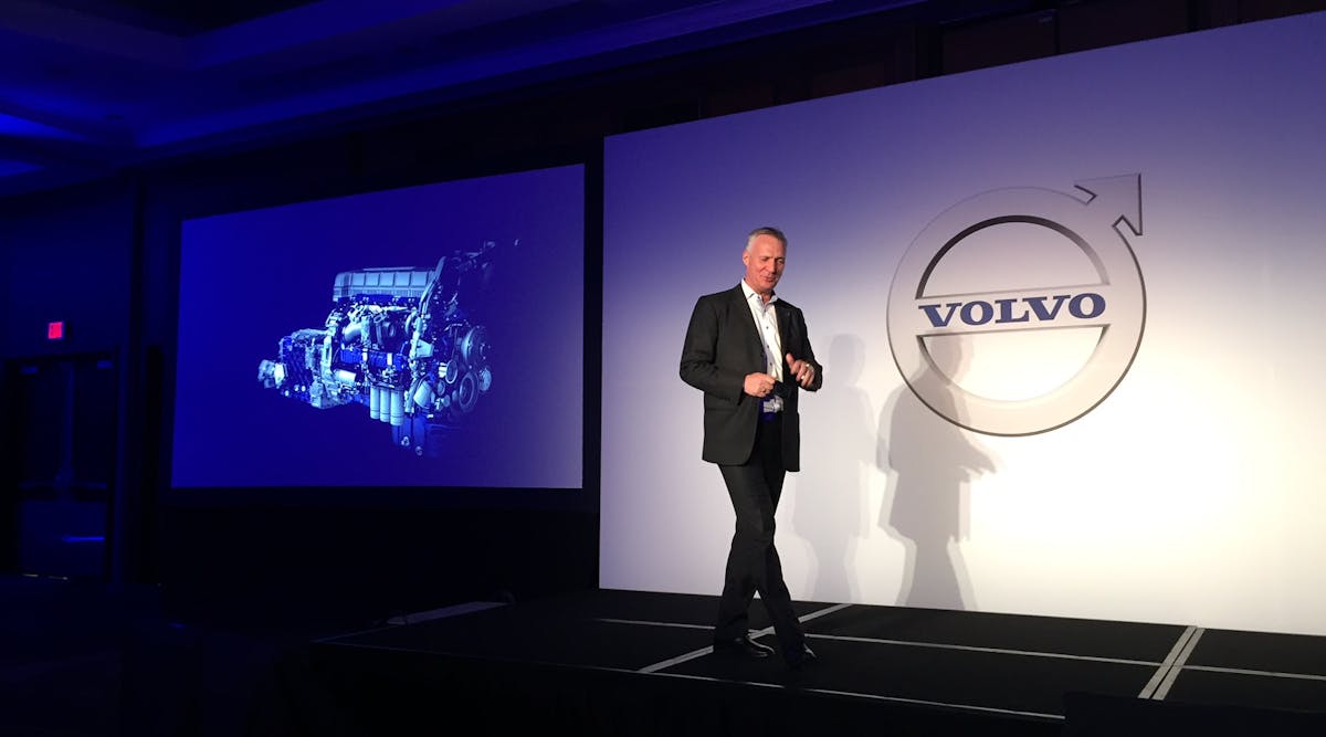 Gӧran Nyberg, president of Volvo Trucks North America, said the addition of &ldquo;crawler gears&rdquo; to the OEM&rsquo;s I-Shift transmission will provide a &ldquo;bang-on opportunity&rdquo; to gain more business from vocational segments. (Photo by Sean Kilcarr/Fleet Owner)