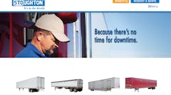 The homepage of Stoughton Trailers&apos; new website.