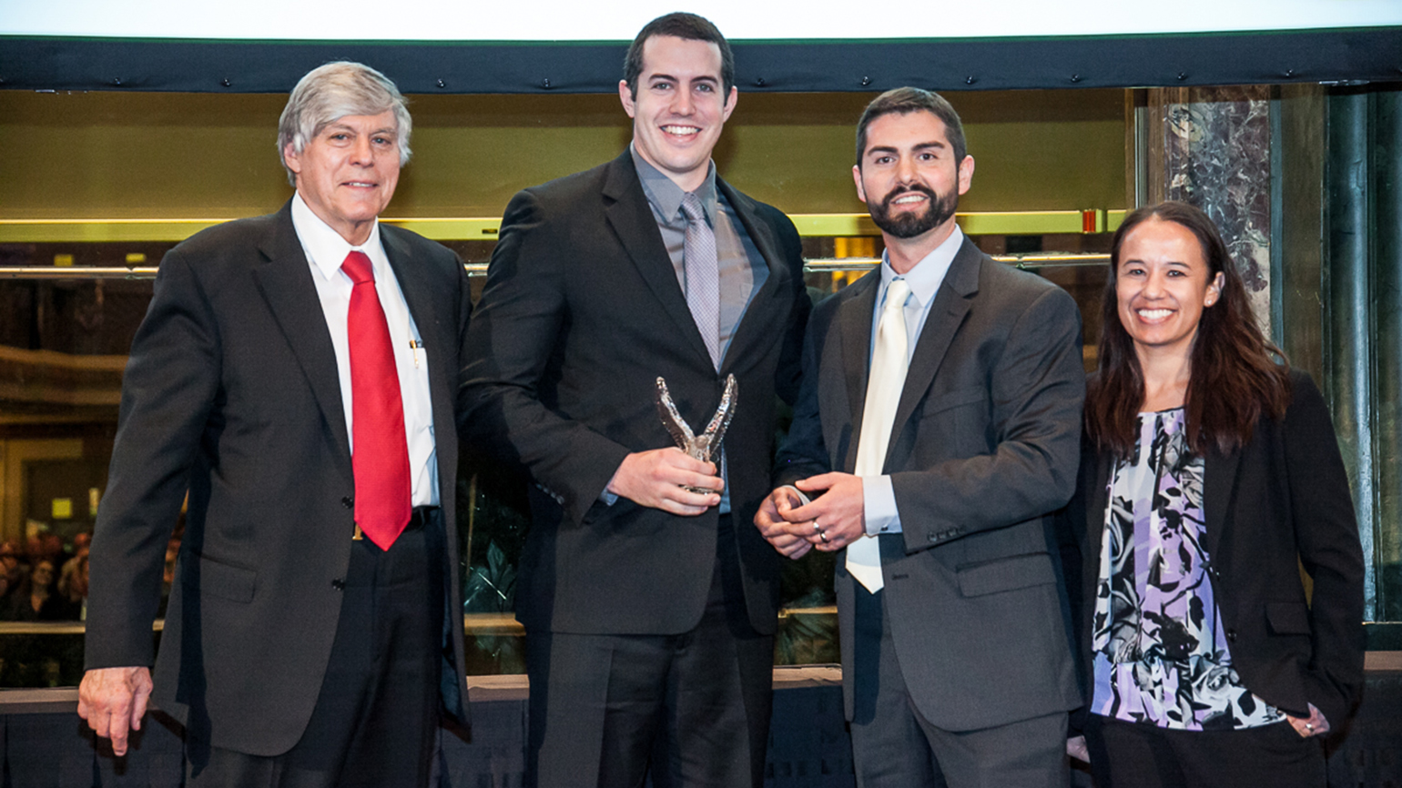 From left NPTC President and CEO Gary Petty 2016 top CTP graduate Joe Sponseller Fleet Owner Senior Editor Aaron Marsh and Mari Roberts board chairman of the NPTC Institute Photo courtesy NPTCDan Ledbetter